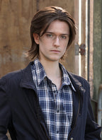 Mixed Brown Straight Lace Front Synthetic Men's Wig LF8010