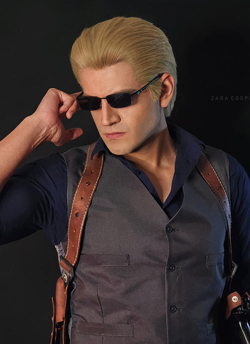 Resident Evil Albert Wesker Pastel Ash Blonde Straight Lace Front Synthetic Men's Wig LF8035