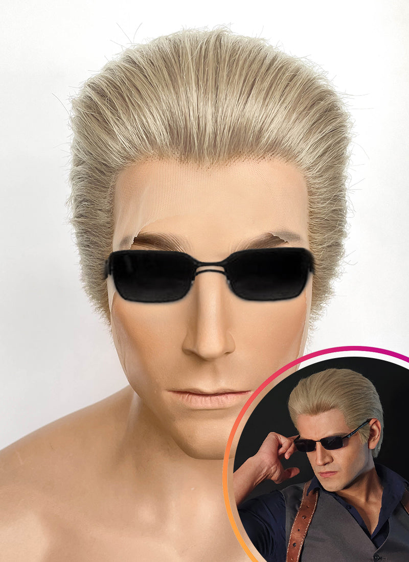 Resident Evil Albert Wesker Pastel Ash Blonde Straight Lace Front Synthetic Men's Wig LF8035