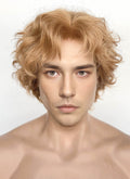 Golden Blonde Wavy Lace Front Synthetic Men's Wig LF8036