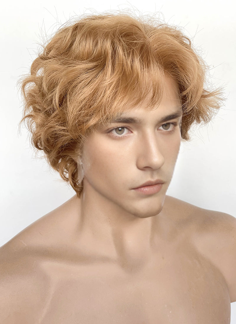 Golden Blonde Wavy Lace Front Synthetic Men's Wig LF8036