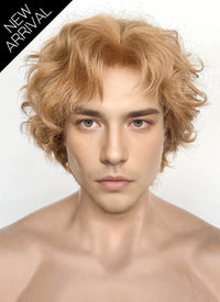 Golden Blonde Wavy Lace Front Synthetic Men's Wig LF8036