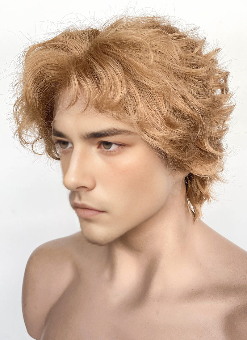 Golden Blonde Wavy Lace Front Synthetic Men's Wig LF8036