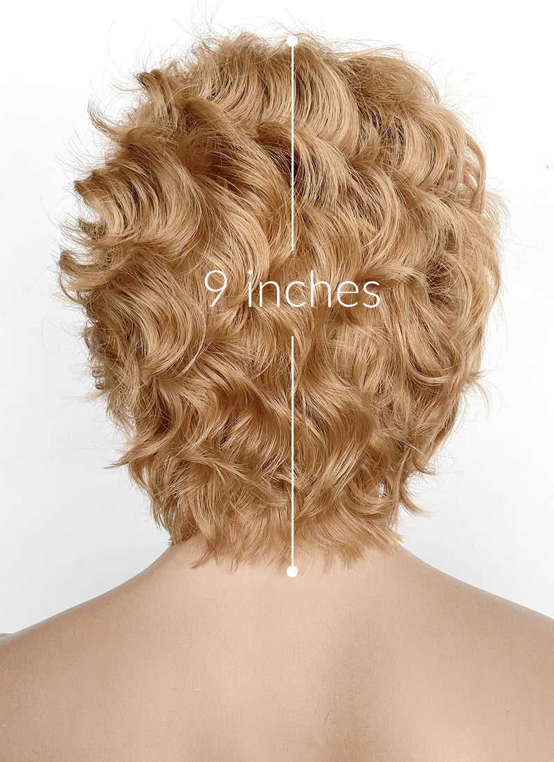 Golden Blonde Wavy Lace Front Synthetic Men's Wig LF8036
