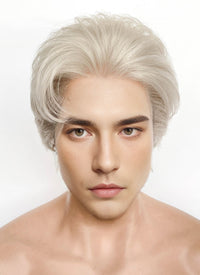 Pastel Grey Blonde Straight Lace Front Synthetic Men's Wig LF8038