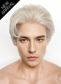 Pastel Grey Blonde Straight Lace Front Synthetic Men's Wig LF8038