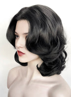 Snow White 1937 Jet Black Wavy Bob Lace Front Synthetic Wig LF8040