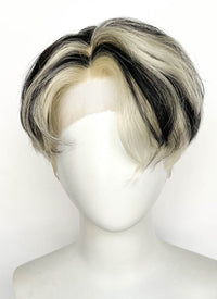 Blonde Mixed Black Straight Lace Front Synthetic Men's Wig LF8044