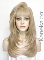 Ash Blonde Straight Lace Front Kanekalon Synthetic Hair Wig With Fuffy Bang LF8051