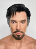 Marvel Doctor Strange Black Mixed Grey Straight Lace Front Synthetic Men's Wig LF8057
