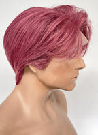 Red Mixed Pink Straight Lace Front Synthetic Hair Men's Wig LF8061