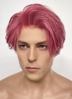 Red Mixed Pink Straight Lace Front Synthetic Hair Men's Wig LF8061