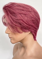 Red Mixed Pink Straight Lace Front Synthetic Hair Men's Wig LF8061