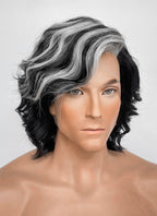 Clair Obscur: Expedition 33 Verso Black Mixed Silver Grey Wavy Lace Front Synthetic Men's Wig LF8067