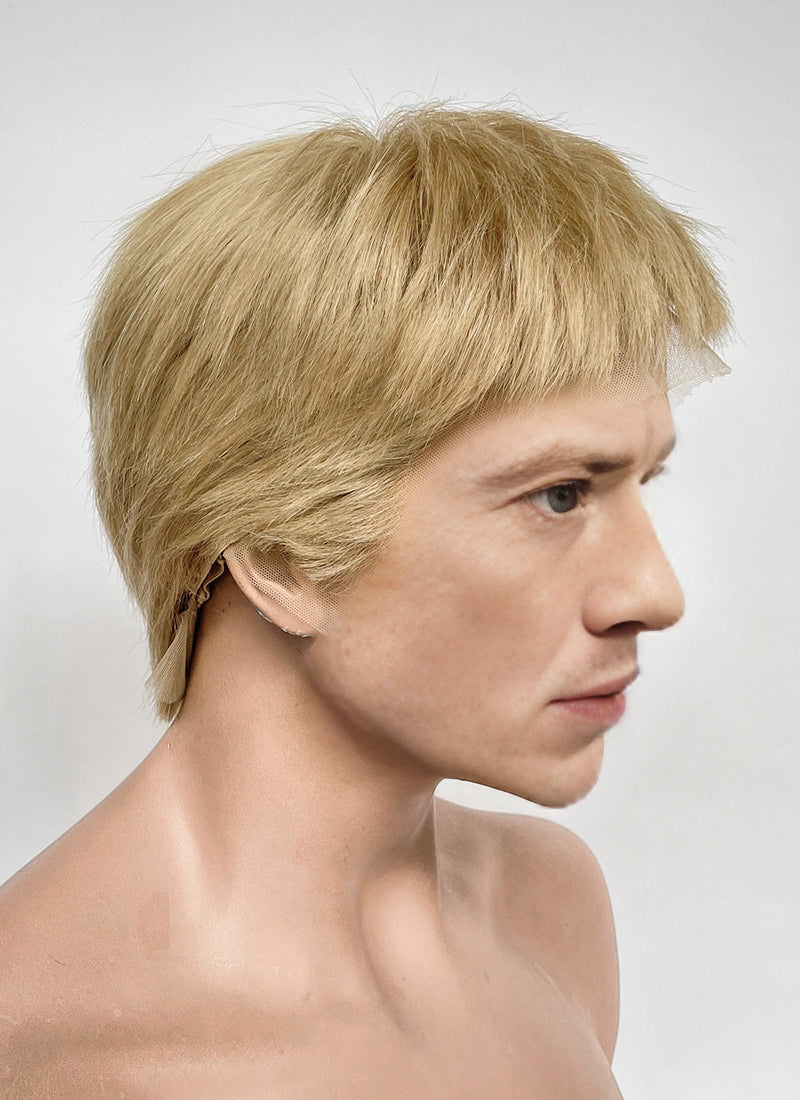 The Fantastic Four Human Torch Johnny Storm Golden Blonde Straight Yaki 13" x 6" Lace Top Synthetic Men's Wig LF8071
