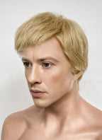 The Fantastic Four Human Torch Johnny Storm Golden Blonde Straight Yaki 13" x 6" Lace Top Synthetic Men's Wig LF8071