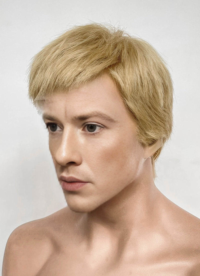 The Fantastic Four Human Torch Johnny Storm Golden Blonde Straight Yaki 13" x 6" Lace Top Synthetic Men's Wig LF8071
