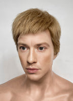 The Fantastic Four Human Torch Johnny Storm Golden Blonde Straight Yaki 13" x 6" Lace Top Synthetic Men's Wig LF8071