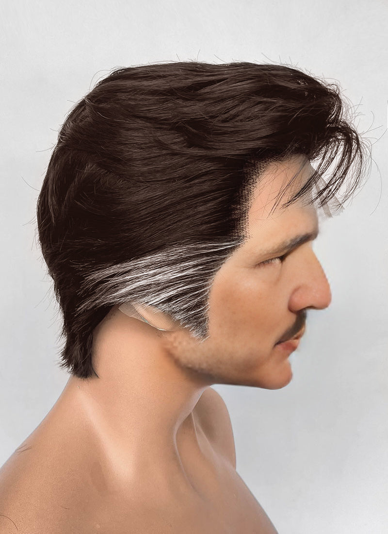 The Fantastic Four Mister Fantastic Reed Richards Brown Mixed Silver Grey Straight Lace Front Synthetic Men's Wig LF8072