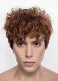 Brown Curly Mod Lace Front Synthetic Men's Wig LF8075
