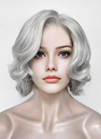 Pastel Blondish Grey Wavy Lace Front Synthetic Wig LF8087