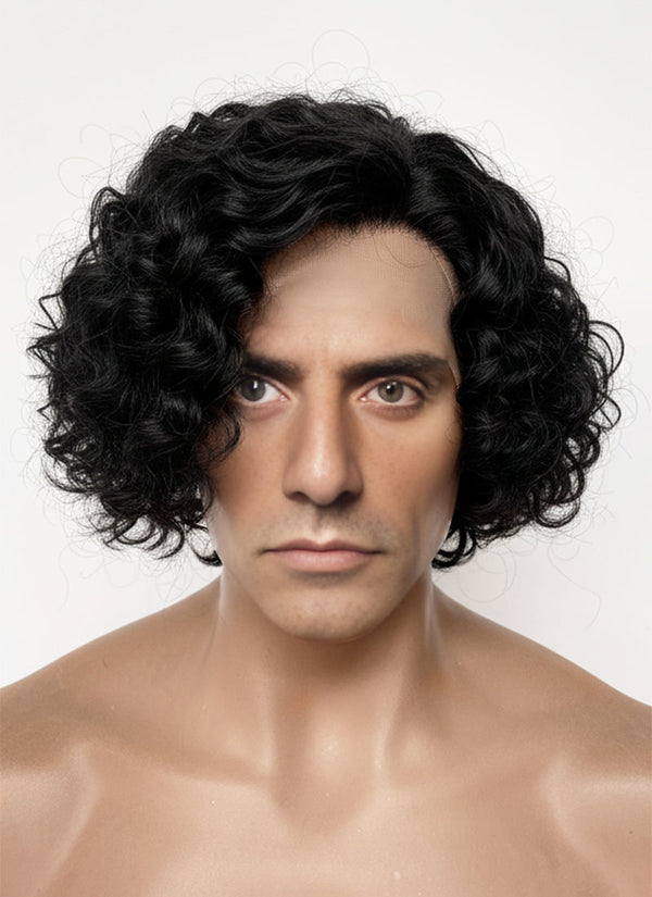Frankenstein 2025 Victor Frankenstein Black Curly Lace Front Synthetic Men's Wig LF8088