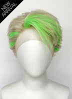 Ash Blonde Mixed Green Wavy Lace Front Synthetic Men's Wig LF8090