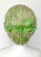 Ash Blonde Mixed Green Wavy Lace Front Synthetic Men's Wig LF8090