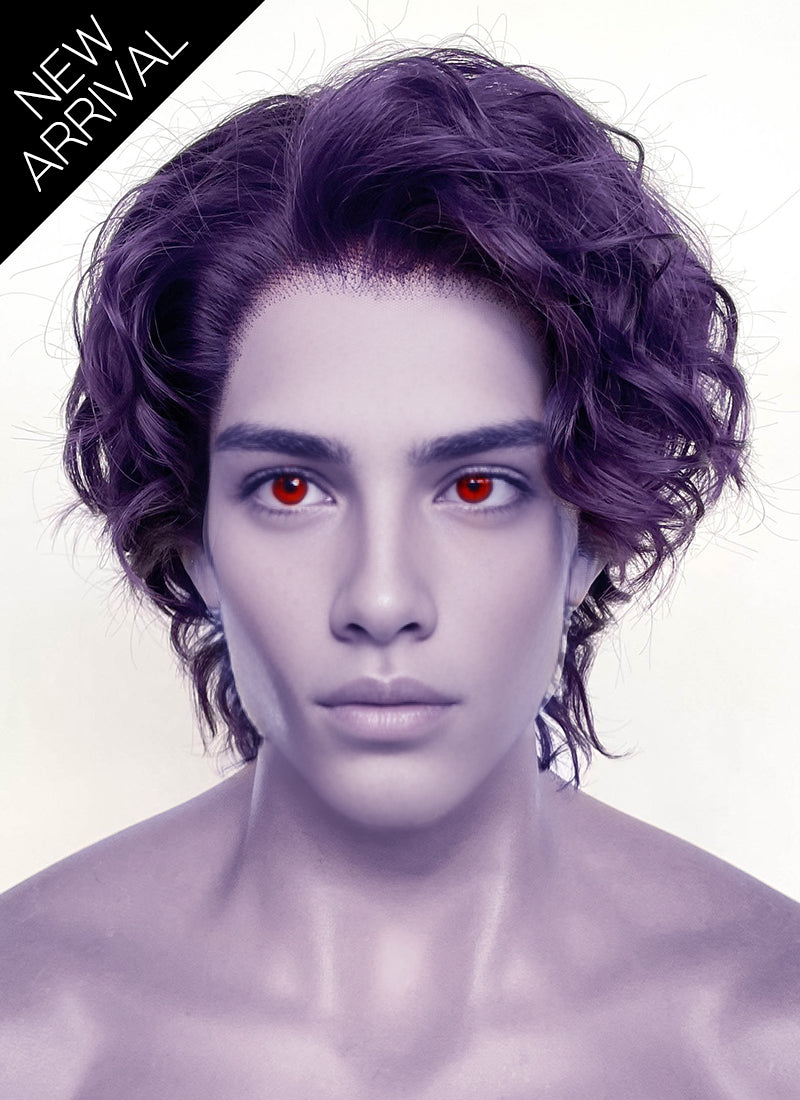 The Mighty Nein Mollymauk Tealeaf Purple Wavy Lace Front Synthetic Men's Wig LF8094