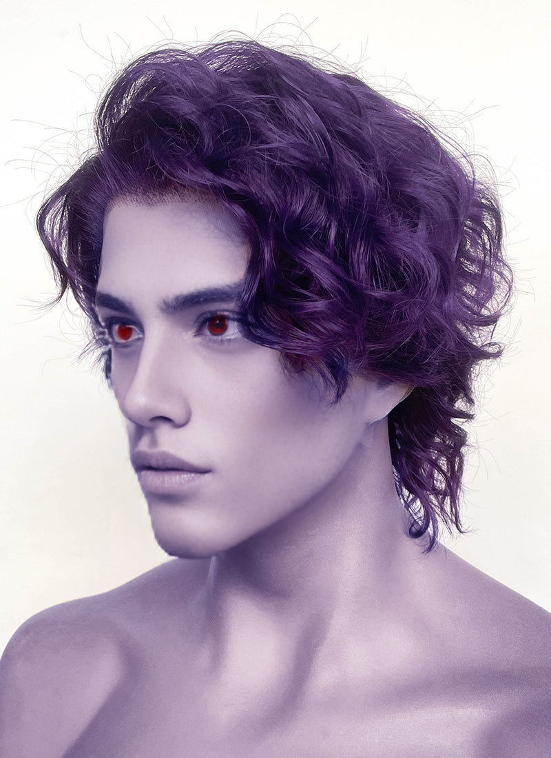 The Mighty Nein Mollymauk Tealeaf Purple Wavy Lace Front Synthetic Men's Wig LF8094