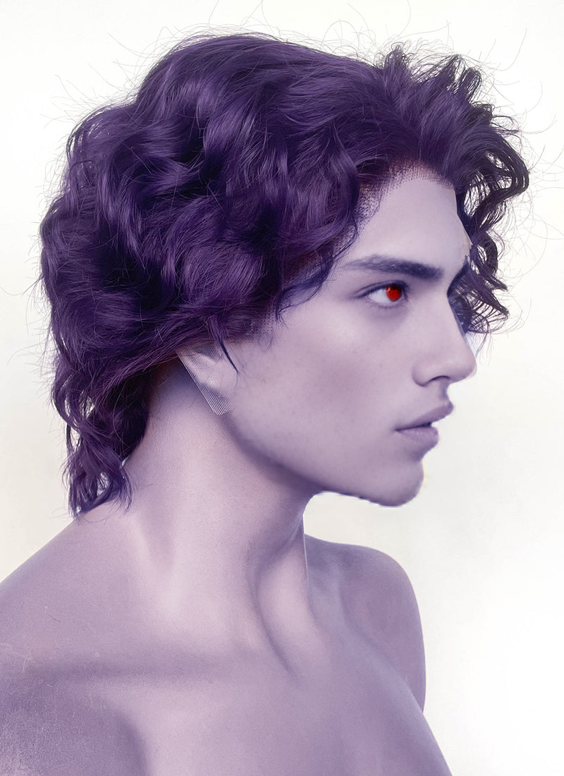 The Mighty Nein Mollymauk Tealeaf Purple Wavy Lace Front Synthetic Men's Wig LF8094