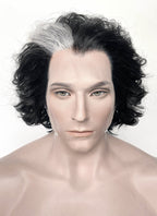 Sweeney Todd Black With Sliver Grey Wavy Lace Front Synthetic Men's Wig LF8095