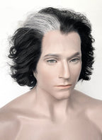 Sweeney Todd Black With Sliver Grey Wavy Lace Front Synthetic Men's Wig LF8095