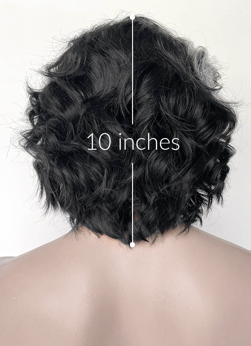 Sweeney Todd Black With Sliver Grey Wavy Lace Front Synthetic Men's Wig LF8095