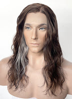 Frankenstein 2025 The Creature Brown With Sliver Grey Wavy Lace Front Synthetic Men's Wig LF8096