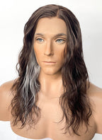 Frankenstein 2025 The Creature Brown With Sliver Grey Wavy Lace Front Synthetic Men's Wig LF8096
