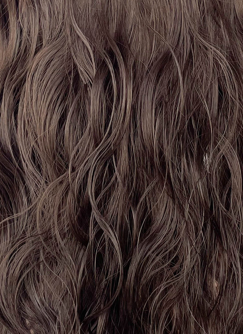 Frankenstein 2025 The Creature Brown With Sliver Grey Wavy Lace Front Synthetic Men's Wig LF8096