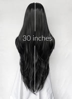 Jet Black Curtain Bangs Straight Lace Front Synthetic Hair Wig LF8098