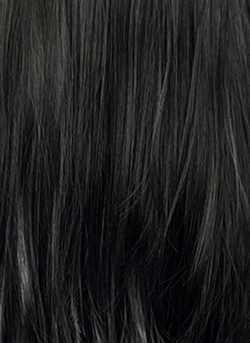 Jet Black Curtain Bangs Straight Lace Front Synthetic Hair Wig LF8098