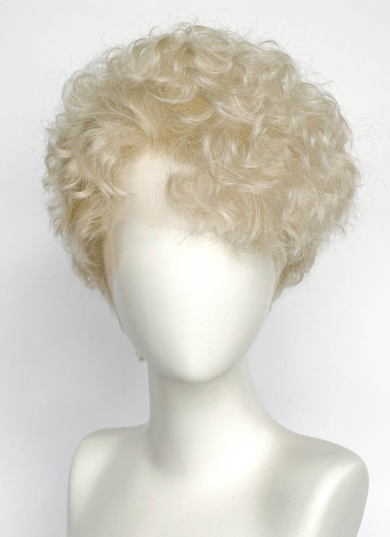 Ash Blonde Curly Lace Front Synthetic Men's Wig LF8100