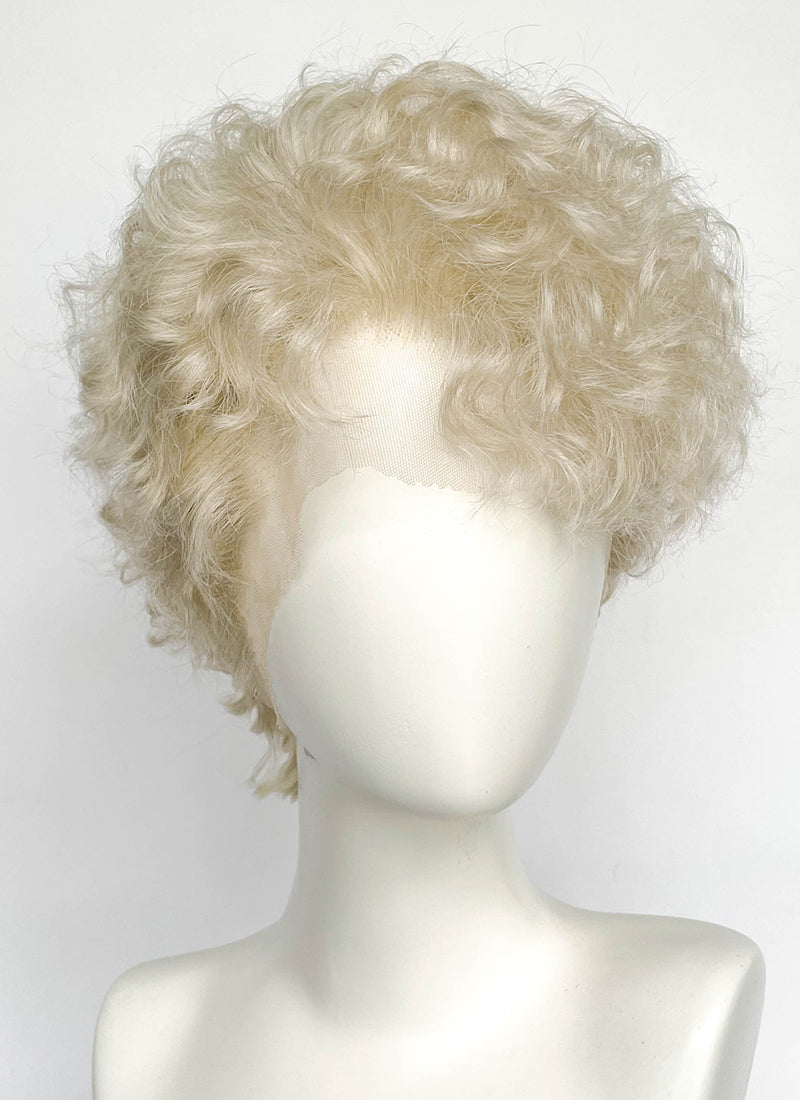 Ash Blonde Curly Lace Front Synthetic Men's Wig LF8100