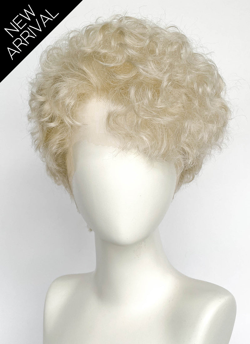 Ash Blonde Curly Lace Front Synthetic Men's Wig LF8100