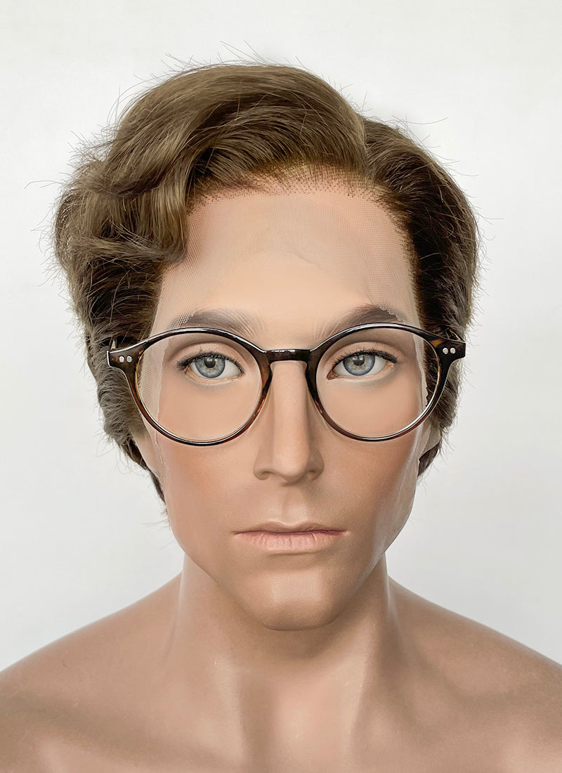 Brown Wavy Lace Front Synthetic Men's Wig NM032