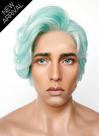 Critical Role Wicander Halovar Pastel Green Mixed White Wavy Lace Front Synthetic Men's Wig LF8103