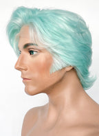 Critical Role Wicander Halovar Pastel Green Mixed White Wavy Lace Front Synthetic Men's Wig LF8103