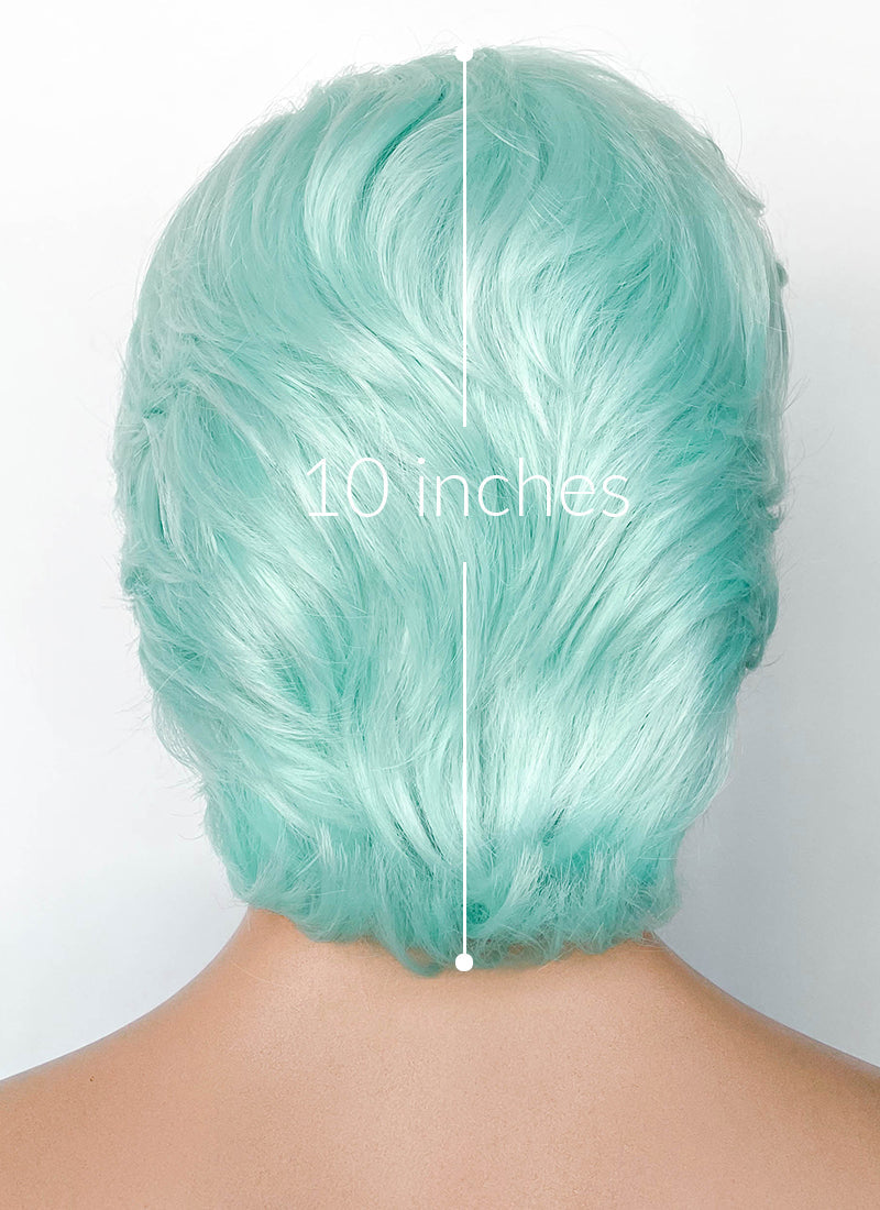 Critical Role Wicander Halovar Pastel Green Mixed White Wavy Lace Front Synthetic Men's Wig LF8103