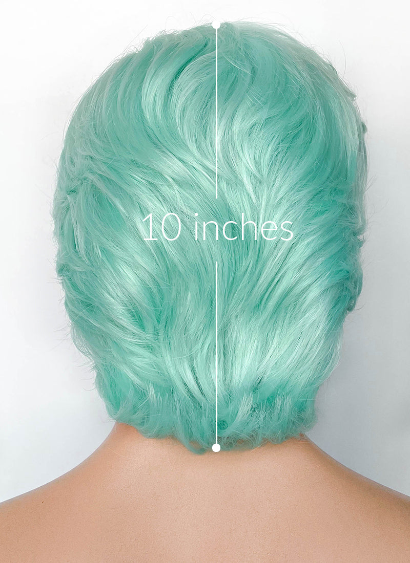 Critical Role Wicander Halovar Pastel Green Mixed White Wavy Lace Front Synthetic Men's Wig LF8103