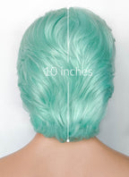 Critical Role Wicander Halovar Pastel Green Mixed White Wavy Lace Front Synthetic Men's Wig LF8103