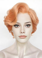Pastel Orange Wavy Bob Lace Front Synthetic Wig LF8107