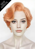 Pastel Orange Wavy Bob Lace Front Synthetic Wig LF8107